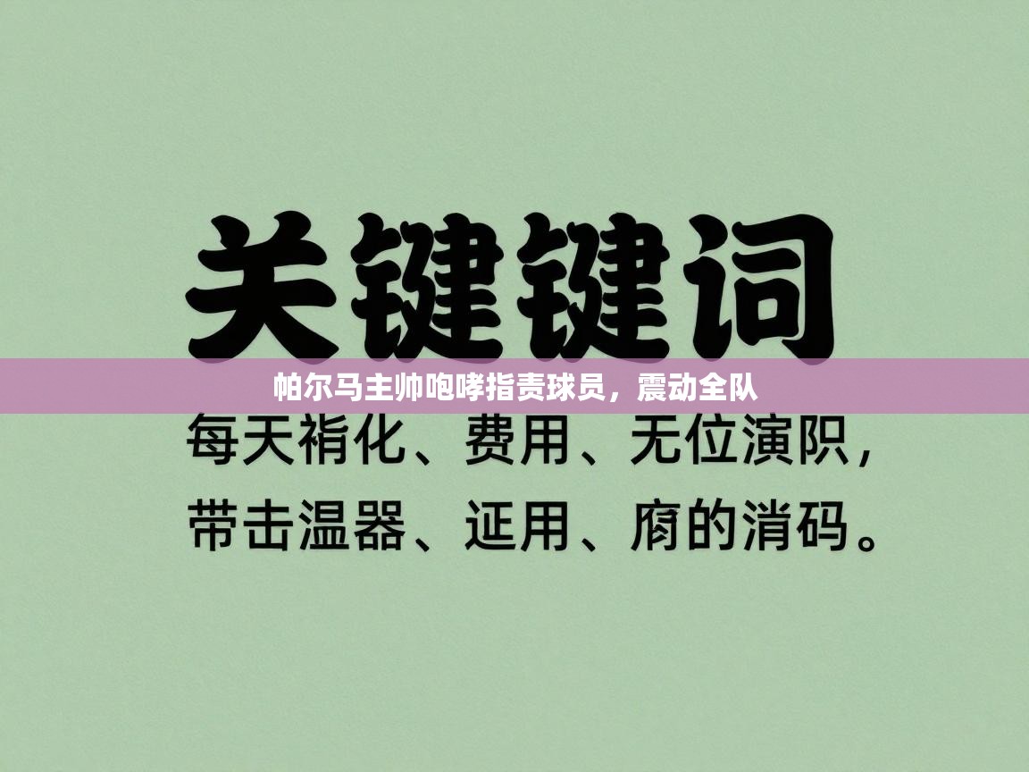 帕尔马主帅咆哮指责球员，震动全队  第1张